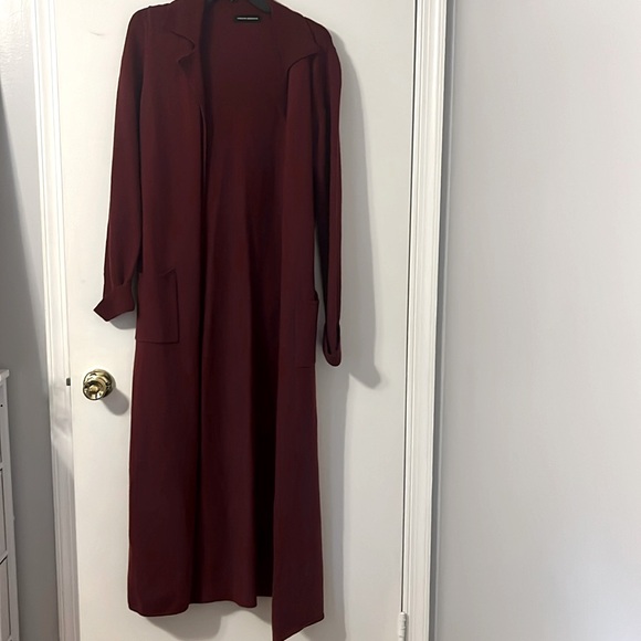 White House Black Market Sweaters - Valerie Stevens Burgundy Long Cardigan Sweater M
